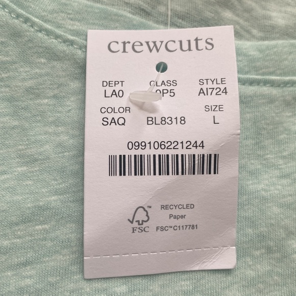 J. Crew Crewcuts Girls' T-Shirt Soft Aqua color Size L(10-11 years) - Picture 4 of 7
